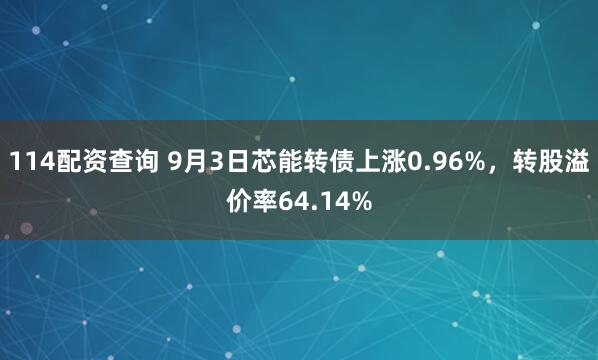 114配资查询 9月3日芯能转债上涨0.96%，转股溢价率64.14%