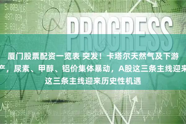 厦门股票配资一览表 突发！卡塔尔天然气及下游产品全面停产，尿素、甲醇、铝价集体暴动，A股这三条主线迎来历史性机遇